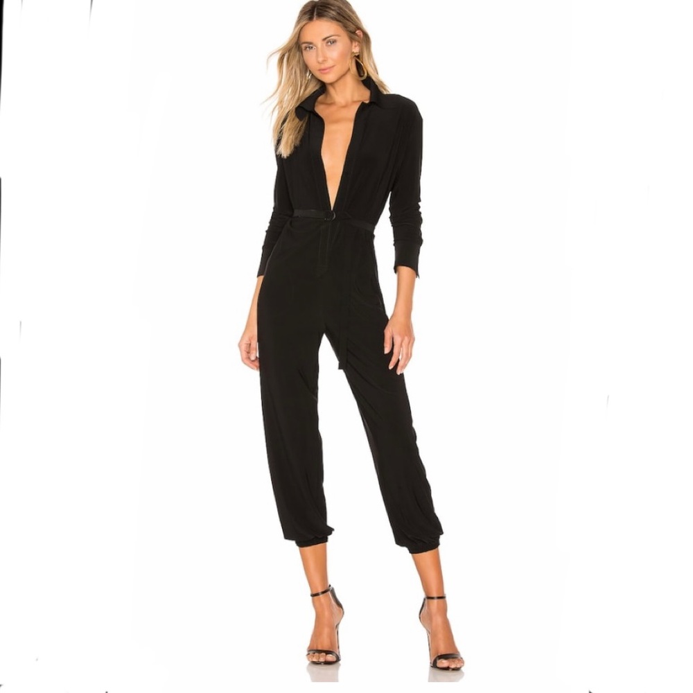 Norma Kamali Shirt Jog Jumpsuit in Black New with Tags M